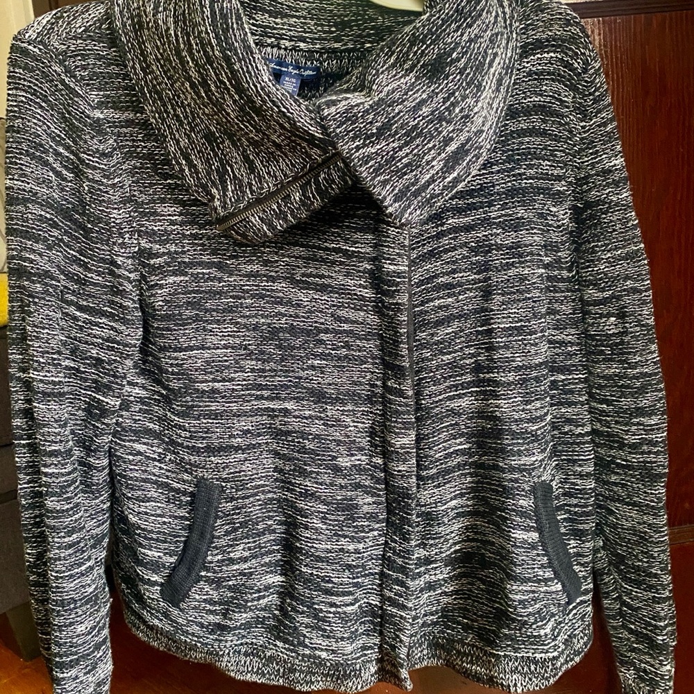 American Eagle Marled Zip Sweater Jacket – Funnel Collar – Women’s XL